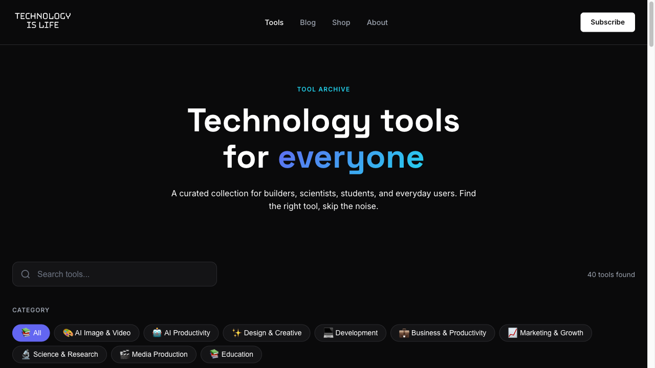 Technology Is Life website