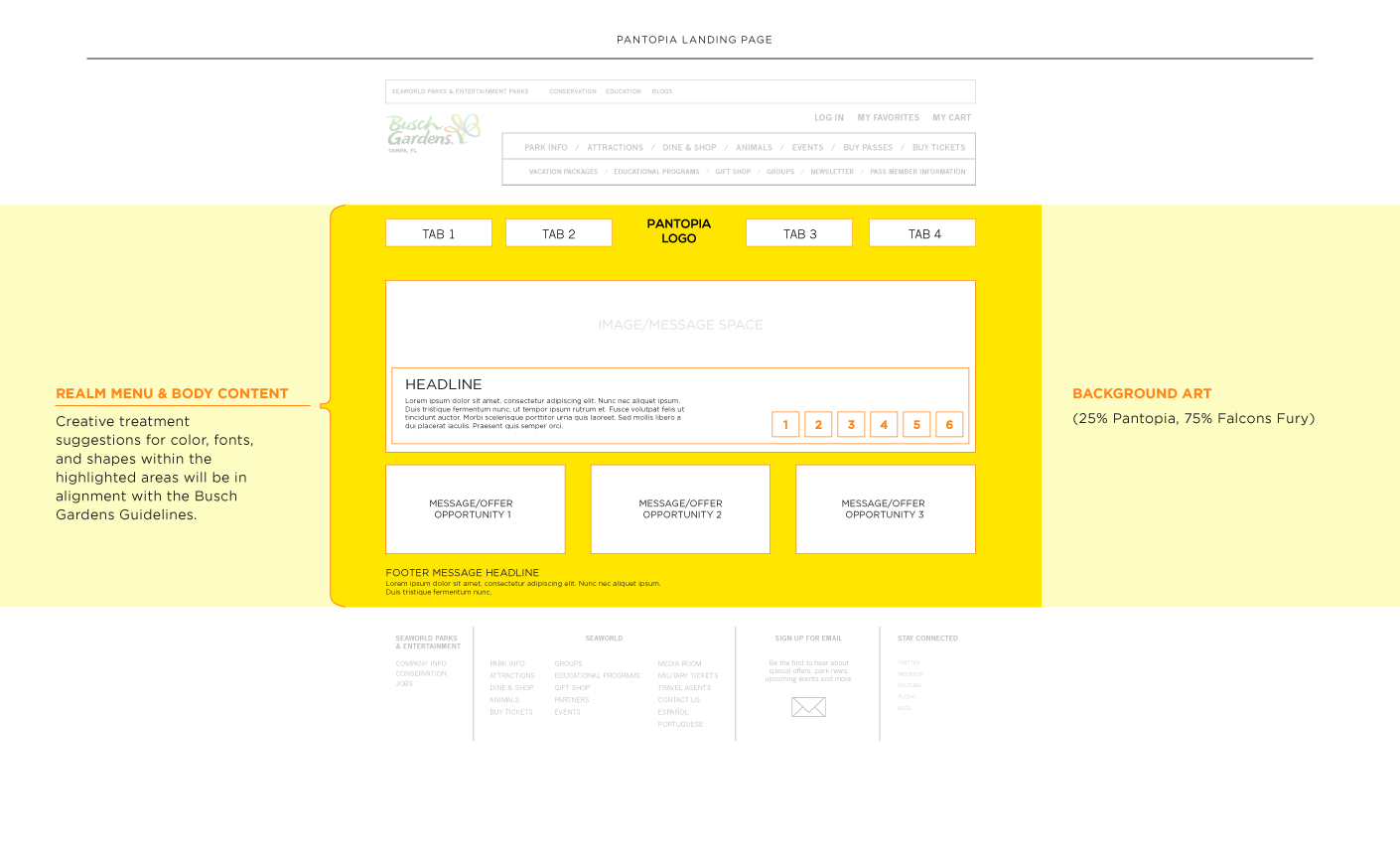 Busch Gardens Fun Finder color study wireframes