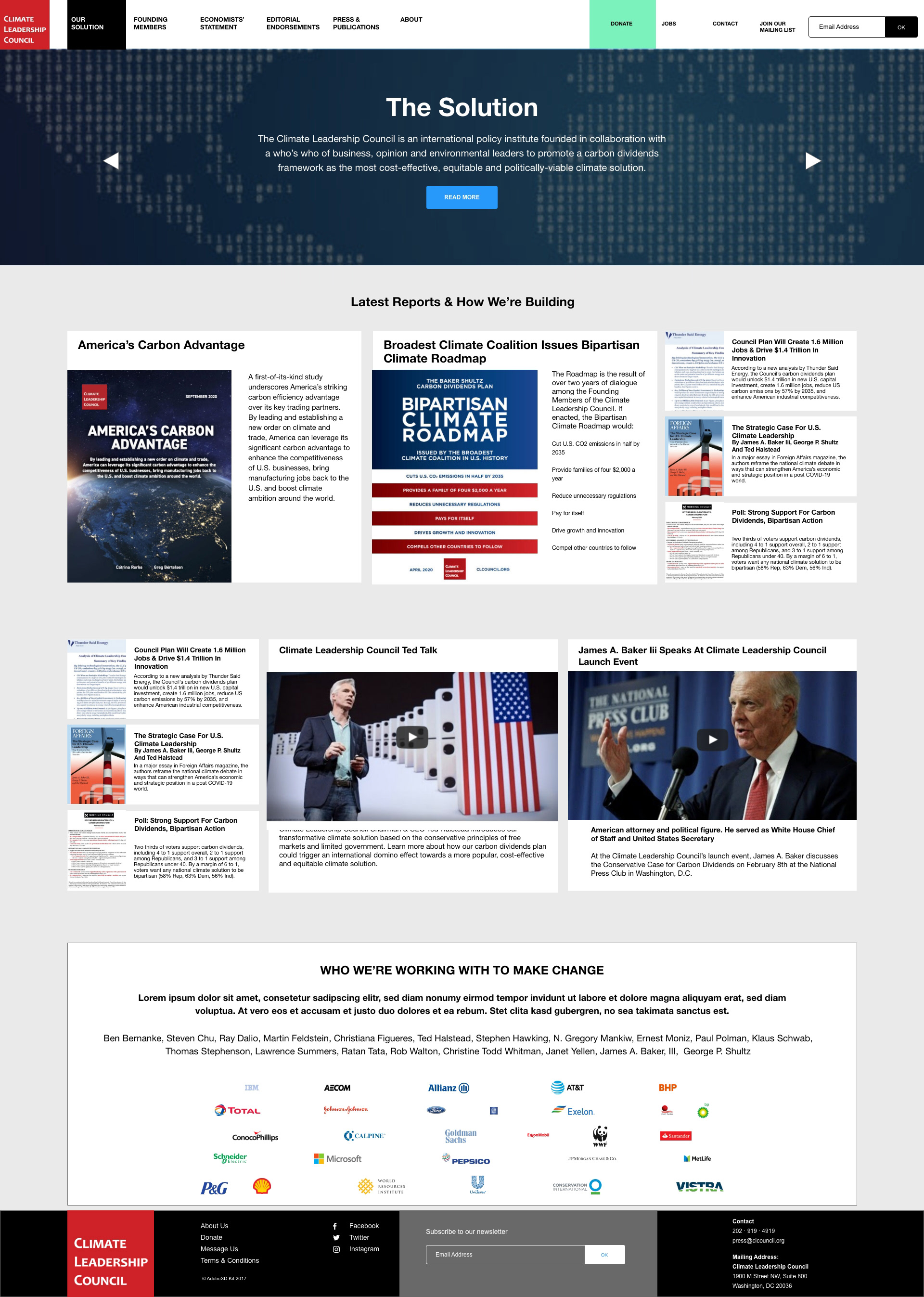 Climate Leadership Council web design proposal