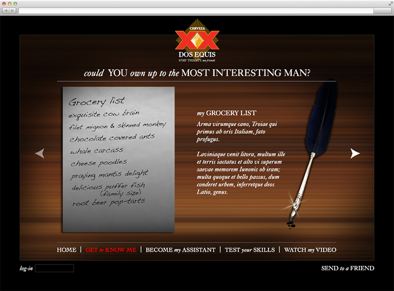 Dos Equis game site - Grocery List by Edgar Andrés Zorrilla