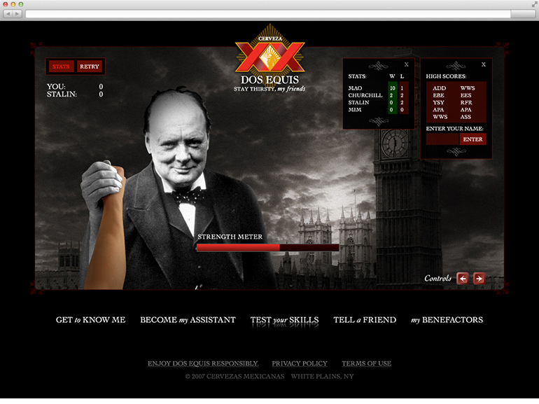Dos Equis game site - Stalin arm wrestling challenge by Edgar Andrés Zorrilla