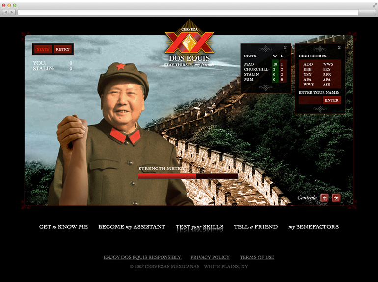 Dos Equis game site - Mao arm wrestling challenge by Edgar Andrés Zorrilla