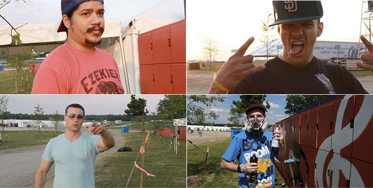 The artist team at Bonnaroo — George Herbias, Fumero, Ozby, Brian Lyfe, Edgar Andrés Zorrilla